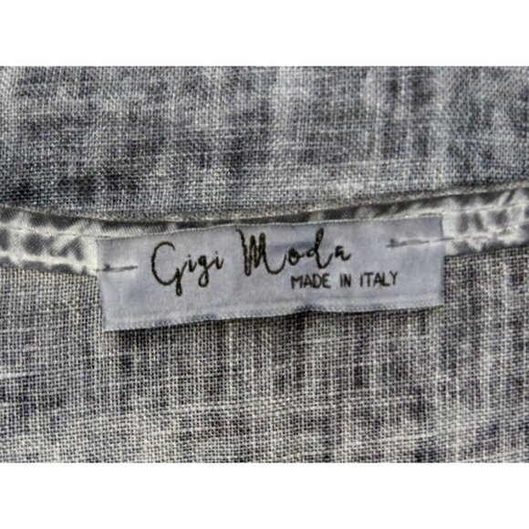 NEW! Gigi Moda Italy 100% Linen Tunic Blouse Asymmetric Hem Lightweight Blue - Picture 6 of 7